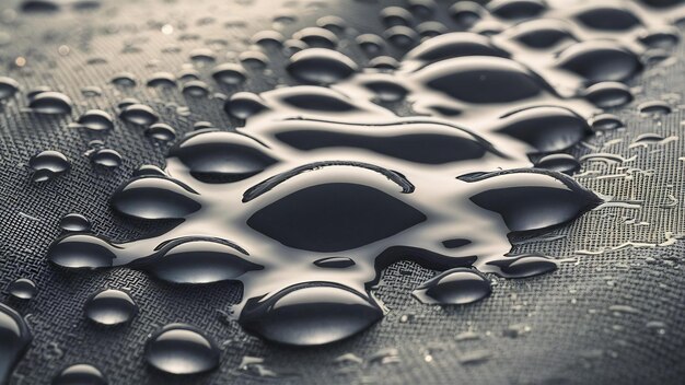 Foto gotas de agua en el tejido de membrana impermeable