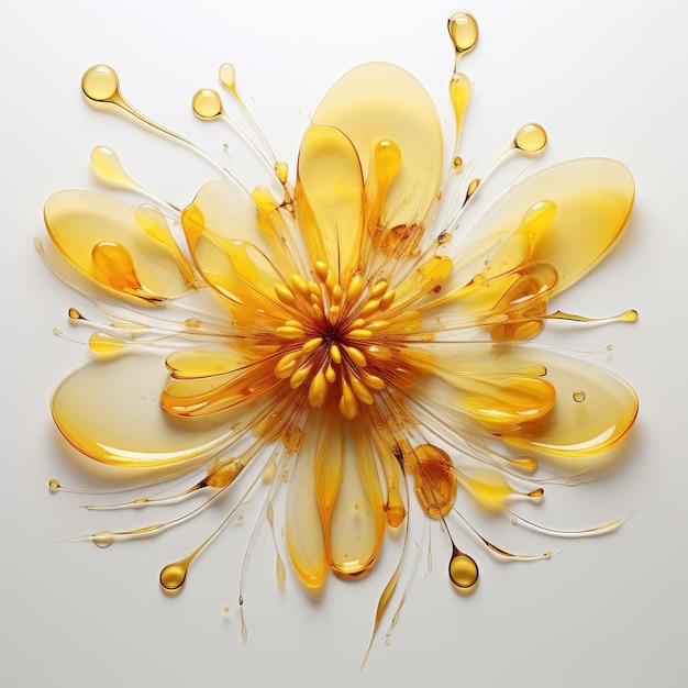 Gotas amarillas de forma minimalista abstracta líquida de patrón floral sobre fondo blanco