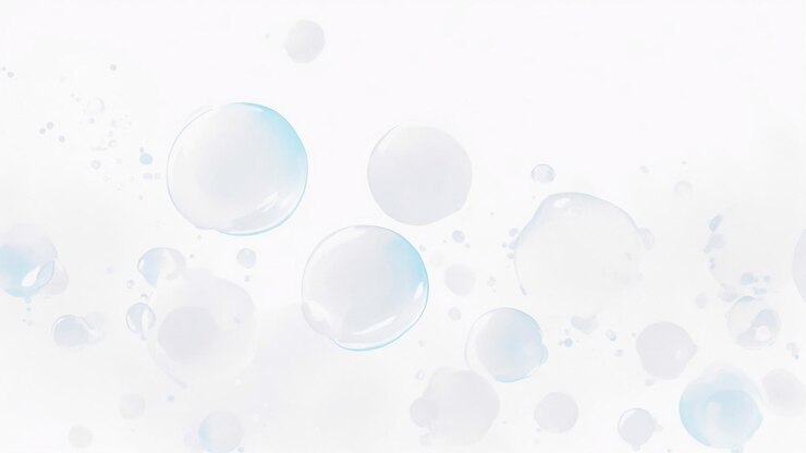 Gotas de burbujas sobre una ilustración de acuarela de fondo blanco pastel