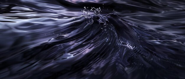 Foto las gotas crean una salpicadura dinámica en una superficie de agua oscura y serena