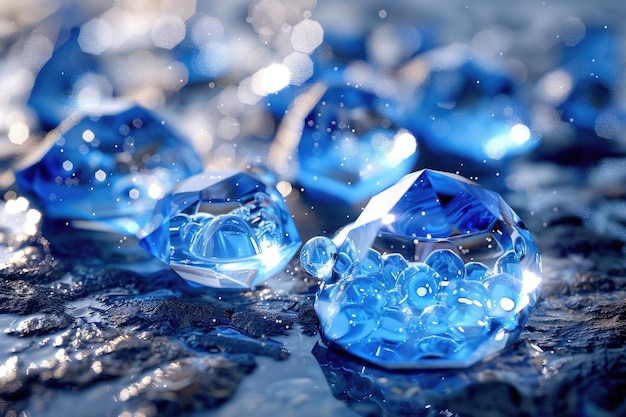 gotas de cristal de agua grupo azul