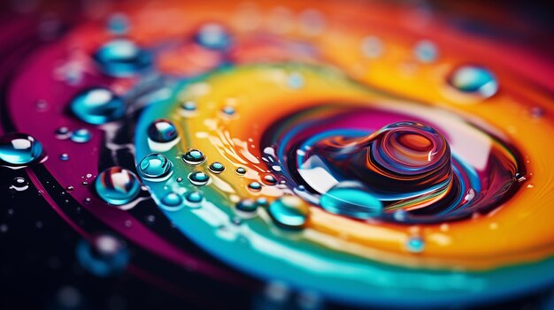 gotas de água coloridas em close-up