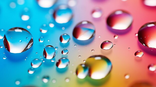 Foto gotas de água coloridas em close-up