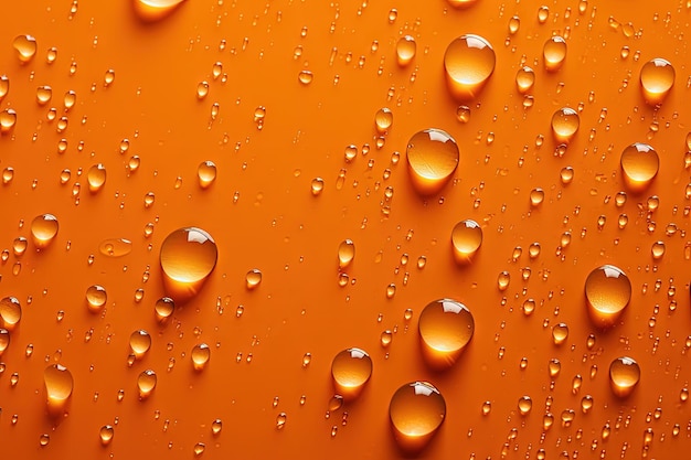 Gotas de água coloridas em um fundo laranja