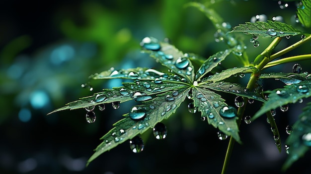 gotas de água da folha