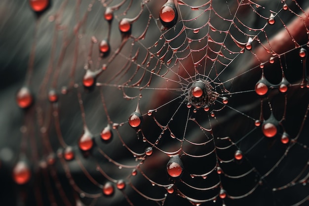 Foto gotas de água da teia de veneno de aranha generam ai