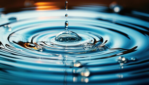 Gotas de água em close-up Splash na superfície da água
