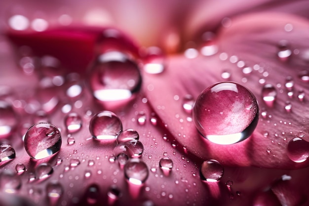 Gotas de água em uma flor rosa