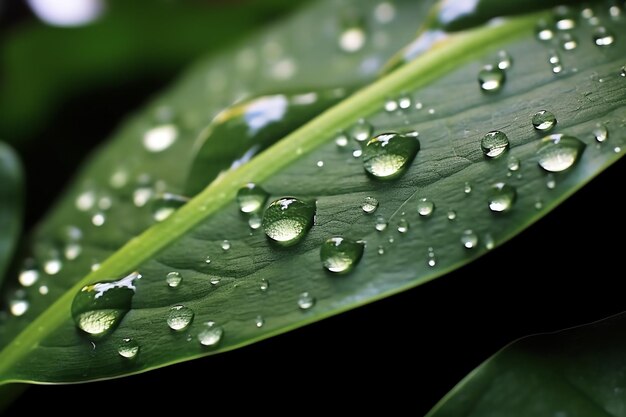 Gotas de água em uma folha