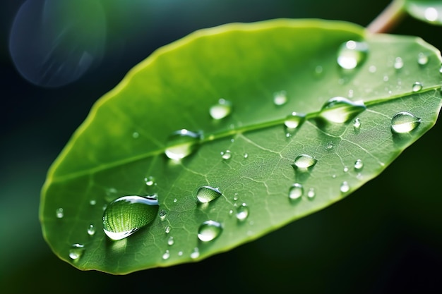 gotas de água na folha verde Generative Ai