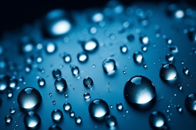 Gotas de água na textura de fundo azul