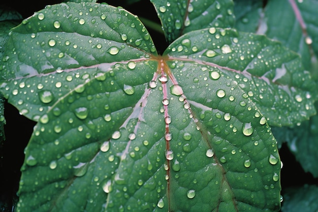 Foto gotas de água nas folhas de uma planta depois da chuva