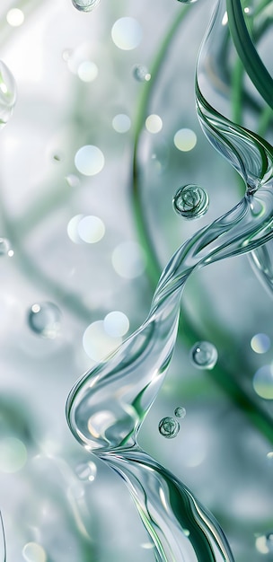 Gotas de água serenas em curvas suaves Um estudo de luz e tranquilidade