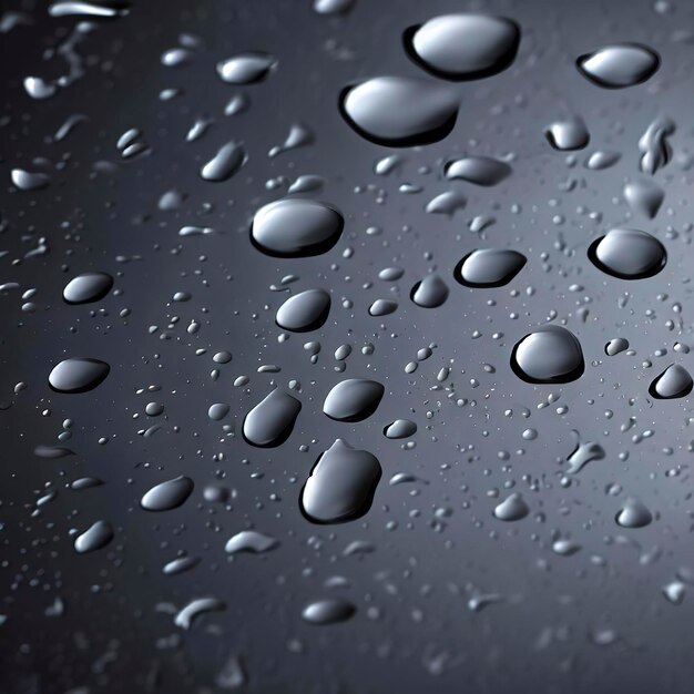 Gotas de chuva de água pura isoladas em fundo cinza escuro