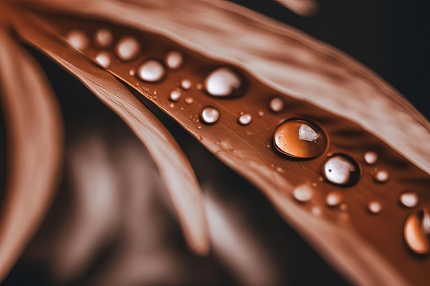 gotas de chuva em um fundo abstrato de folha