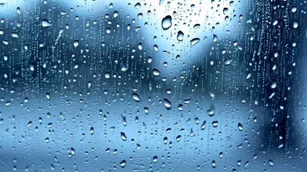 Gotas de chuva na janela Tono azul