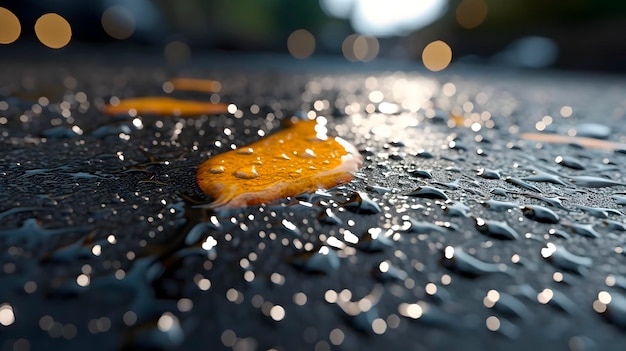 Gotas de chuva na superfície foto em close