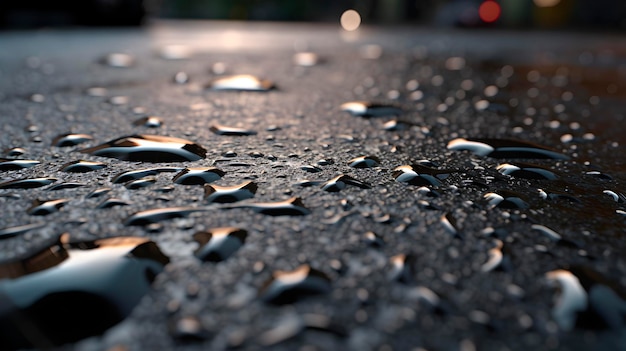 Gotas de chuva na superfície foto em close