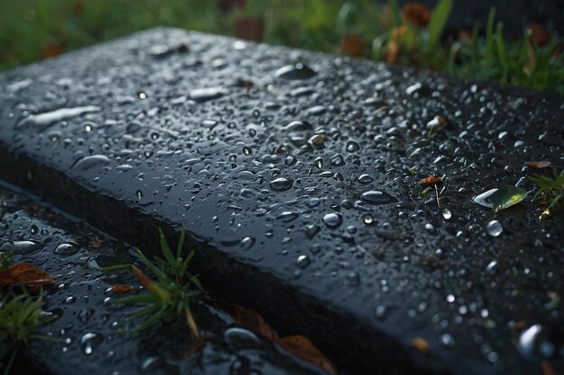 Gotas de chuva numa lápide