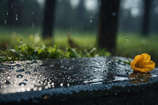 Foto gotas de chuva numa lápide