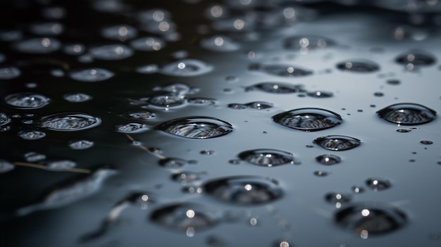 Gotas de chuva pesada na água