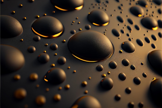 Gotas de fundo preto dourado Textura de luxo dourado Vantablack Mockup Generative AI ilustração