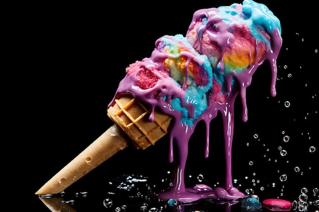 Foto gotas de gelado multicoloridas