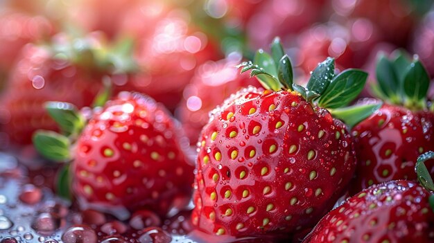 Foto gotas de geleia de morango doce e fresco