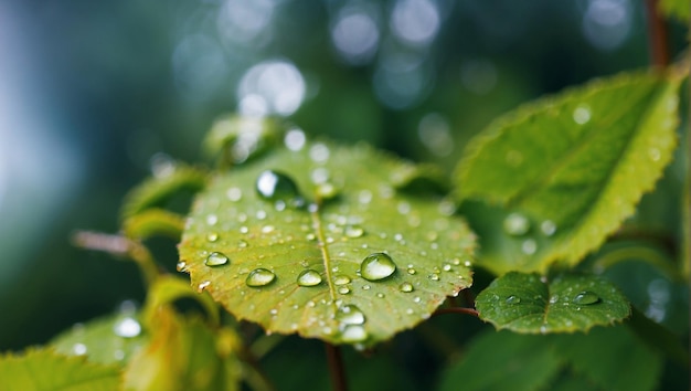 gotas de orvalho nas folhas conceito natural