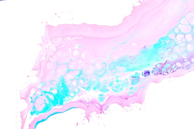 Gotas de tinta e salpicos em papel branco Explosão multicolorida rosa azul manchas de tinta arte fluida de fundo abstrato