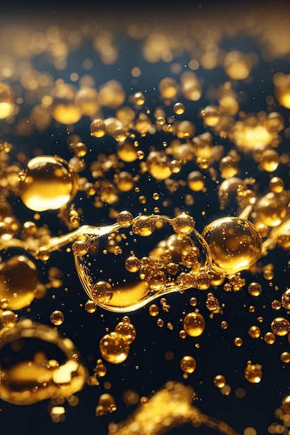 Gotas douradas de fundo de superfície de óleo ou soro