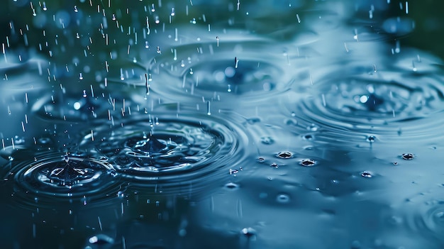 Las gotas de lluvia azules de la naturaleza