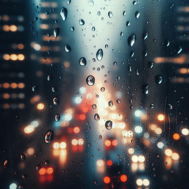 Las gotas de lluvia en el fondo negro de vidrio