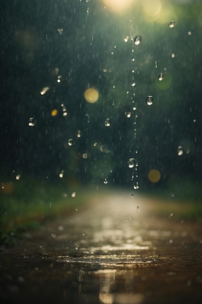 Foto las gotas de lluvia en el fondo