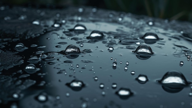 Gotas de lluvia fuerte sobre el agua