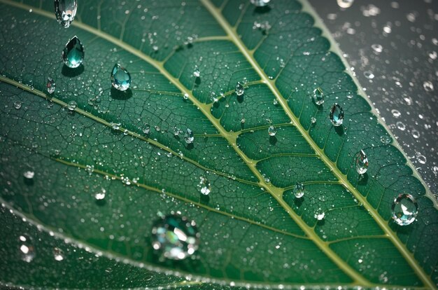 Foto gotas de lluvia en las hojas