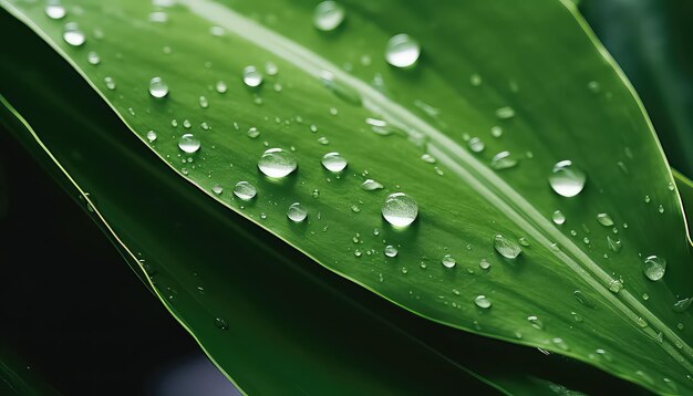 Gotas de lluvia y rocío en las hojas Conservación ecológica segura