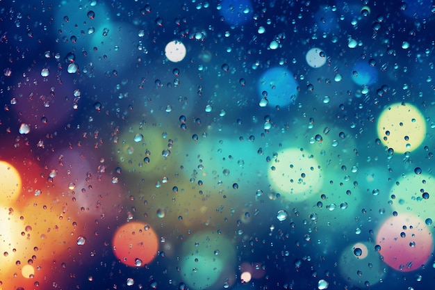 Gotas de lluvia sobre un fondo bokeh