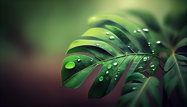 Gotas de lluvia sobre fondo de naturaleza de hoja verde Fondo de naturaleza de hojas verdes Primer plano naturaleza de fondo de hojas verdes