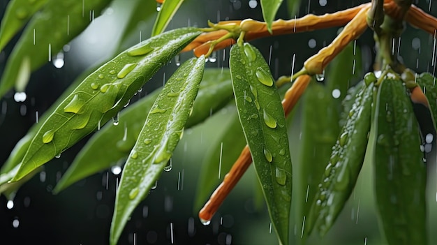 gotas de lluvia sobre una hoja verde