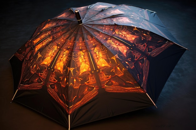 Gotas de lluvia sobre un paraguas de alta calidad recién diseñado creado con IA generativa
