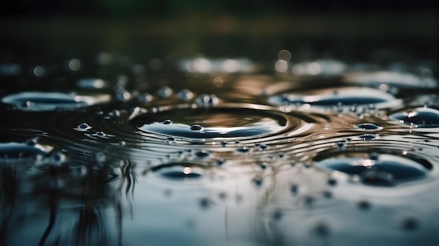 Gotas de lluvia sobre una superficie de agua