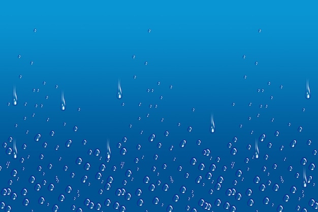 gotas de lluvia en la ventana y el área completa gotas de agua en el vidrio con fondo azul con color azul