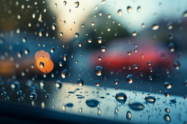 Gotas de lluvia en la ventana de un coche generativa ai