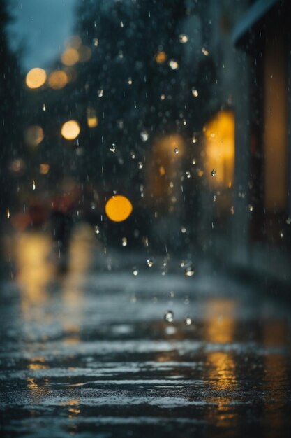 Gotas de lluvia en la ventana con fondo bokeh