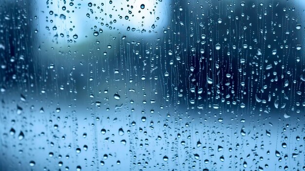 Foto gotas de lluvia en la ventana tono azul