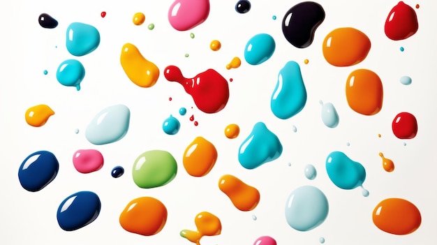 Foto gotas de pintura de color en un fondo claro salpicaduras de acuarela mezcla de pintura líquida