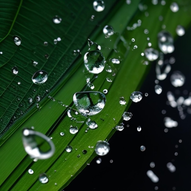 gotas de rocío en la hoja