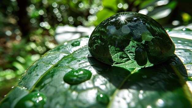 Foto gotas de rocío en las hojas papel tapiz hd 8k imagen fotográfica de stock