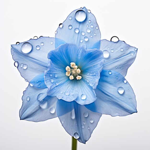 Foto gotas de rocío de narcisos azules